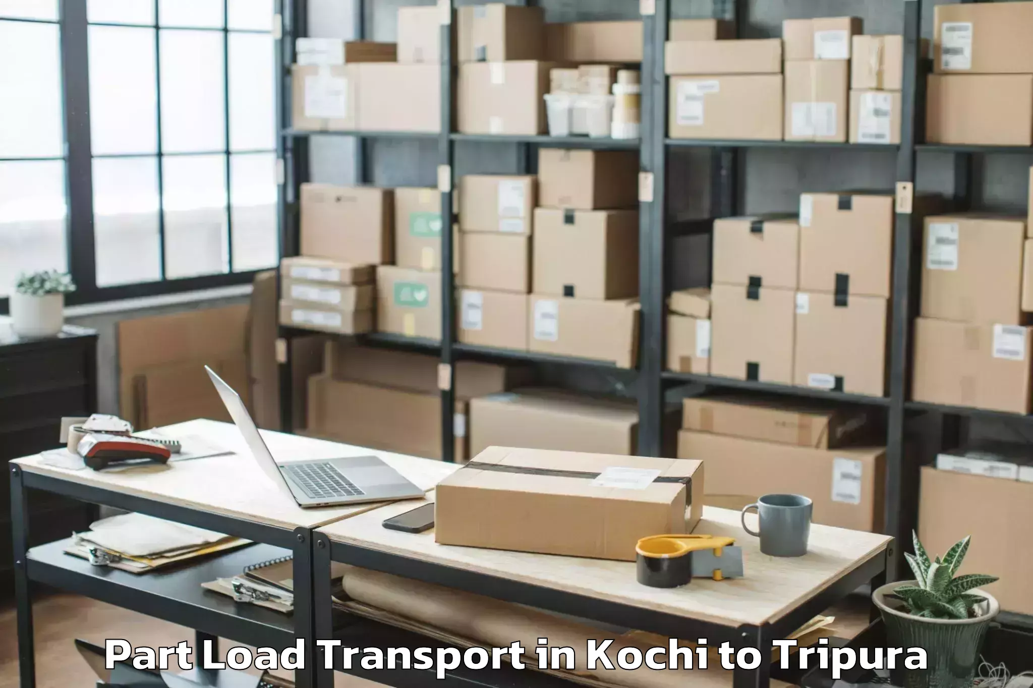 Kochi to Kamalpur Airport Ixq Part Load Transport Booking